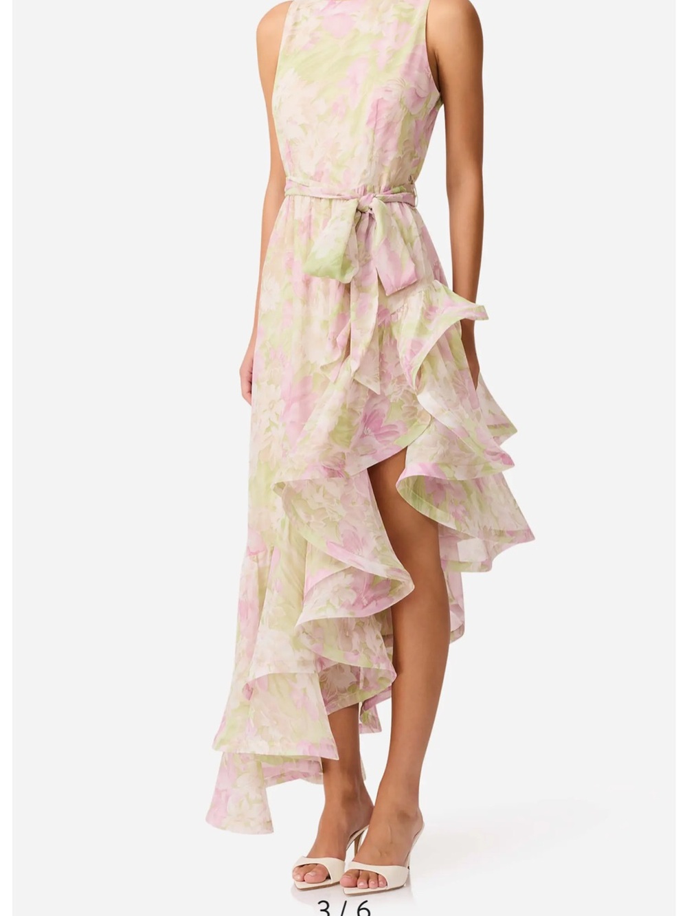🌸 Elliatt Lacinda Floral Ruffle Tie Waist Asymmetric Gown – Size M 🌸 - Picture 5 of 8